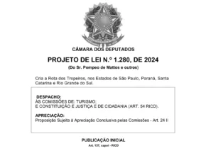 Como captar emendas parlamentares para cicloturismo com base legal: PL 1280/2024 (Rota dos Tropeiros) aprovado na Câmara e em tramitação no Senado.